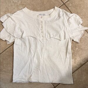 Chic White Ruffle Short Sleeve Top